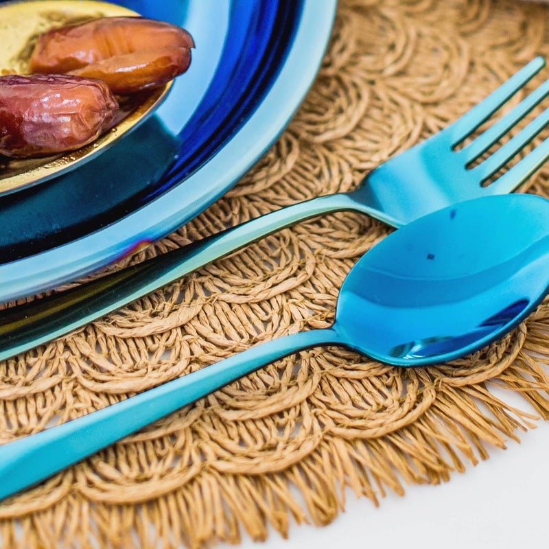 Ahimsa Stainless Steel Kids Utensils Set, Pediatrician Designed, Colorful Kids Silverware, Non Toxic, Dishwasher Safe, Iridescent Blue Fork and Spoon - Image 4